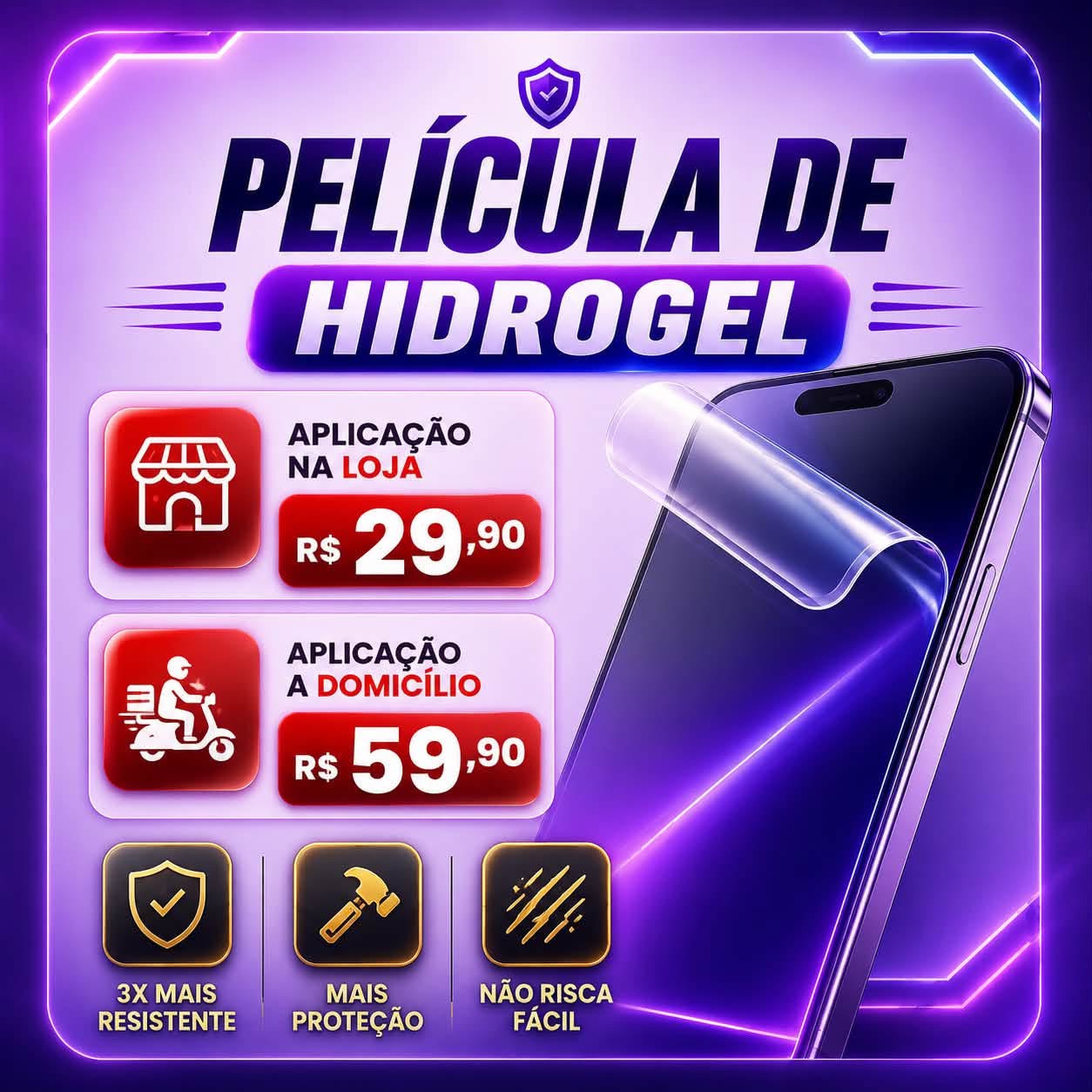 Aplicação de película hidrogel para celular