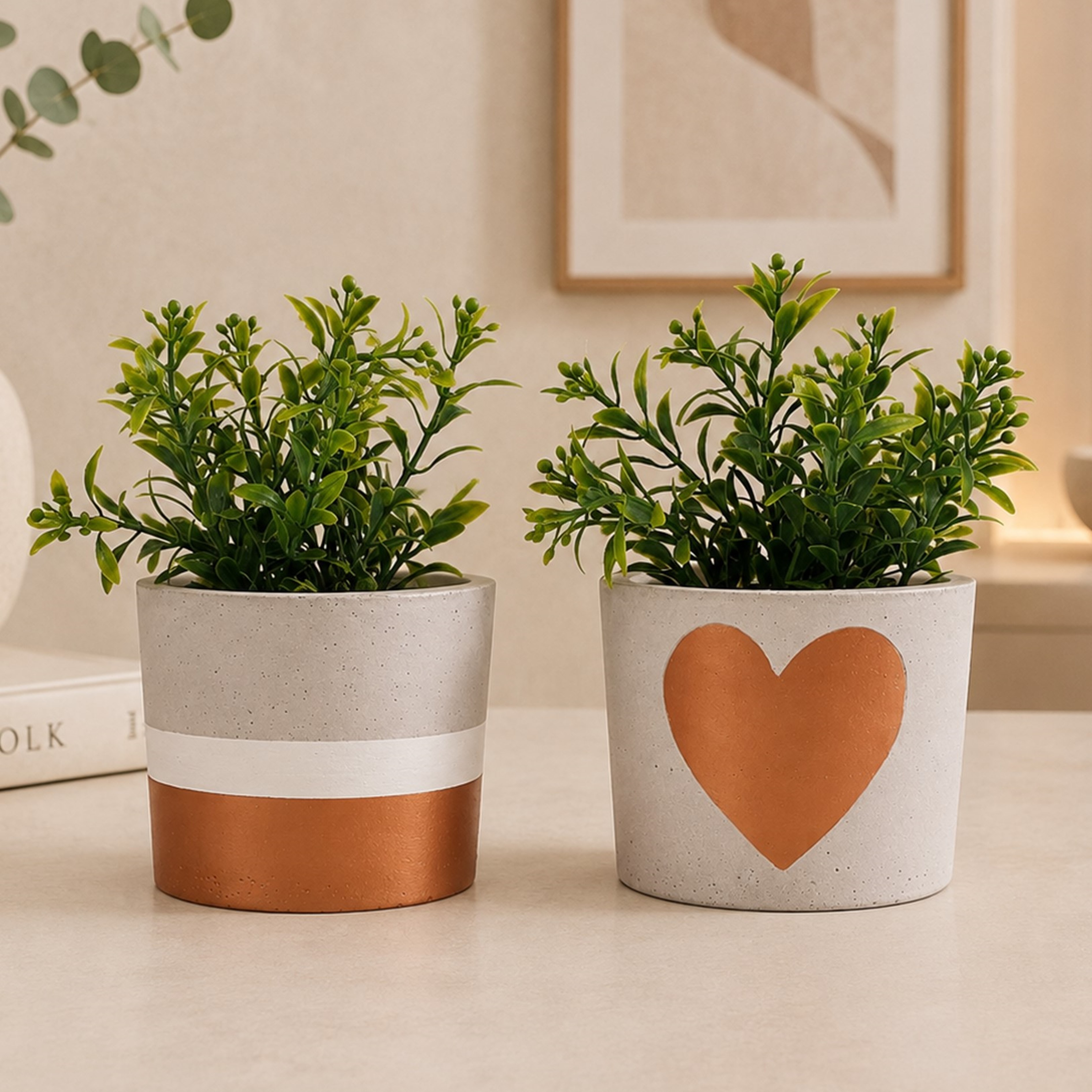 Vasinho Decoração Casa com Planta Artificial 2 unidades