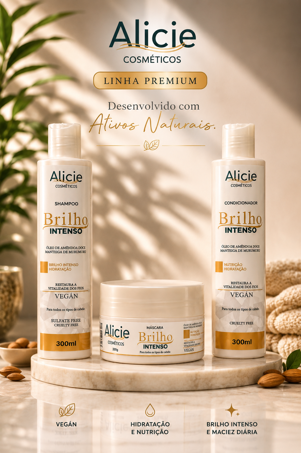 Kit Capilar Alicie Cosméticos Brilho Intenso