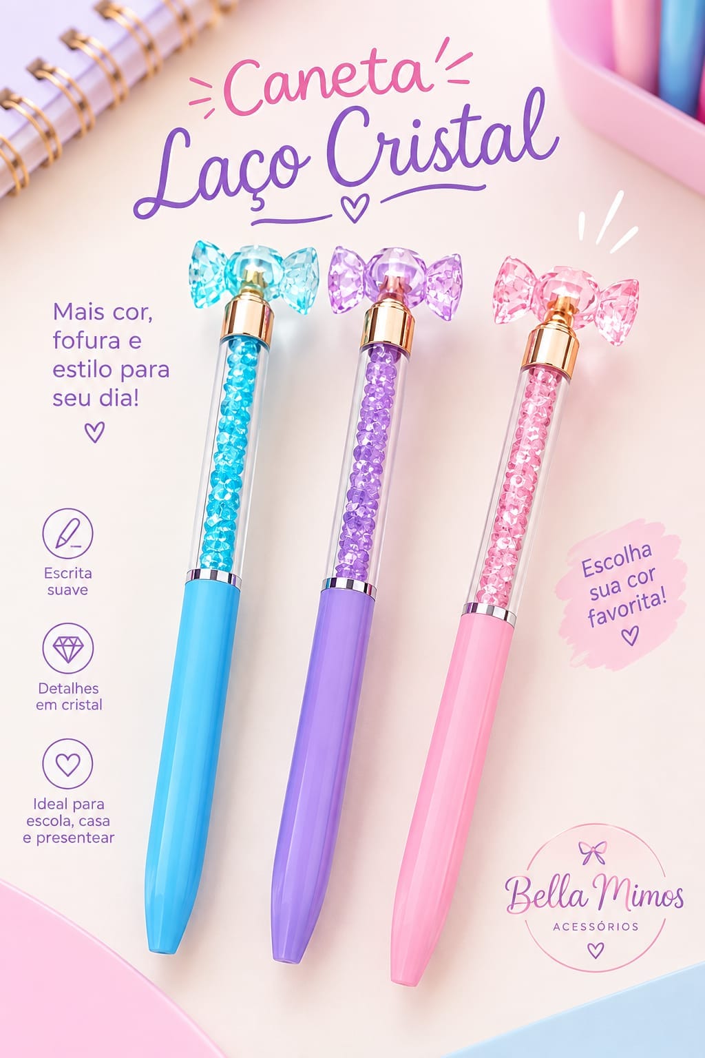 Caneta laço cristal 