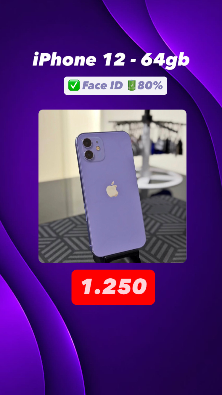 iPhone 12 64 GB lilás com Face ID